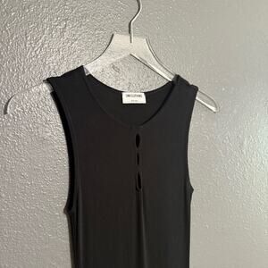 LNA Clothing Black Ribbed Cutout Midi Dress Size XS